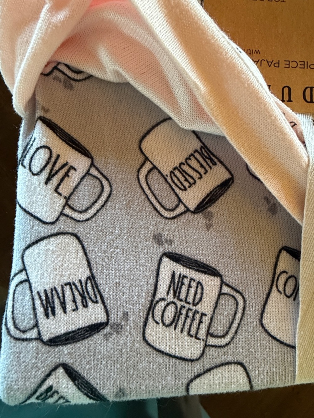 Rae Dunn “Coffee Please” Pink Pajama Set with Gray Cozy Socks. Womens Size L - Picture 5 of 5